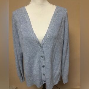 Peter Millar Light Blue Knit Cardigan Grandpa Sweater, M, Merino Wool/Linen